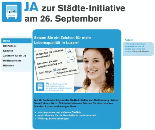 Website der Städte-Initiative Screen Website
